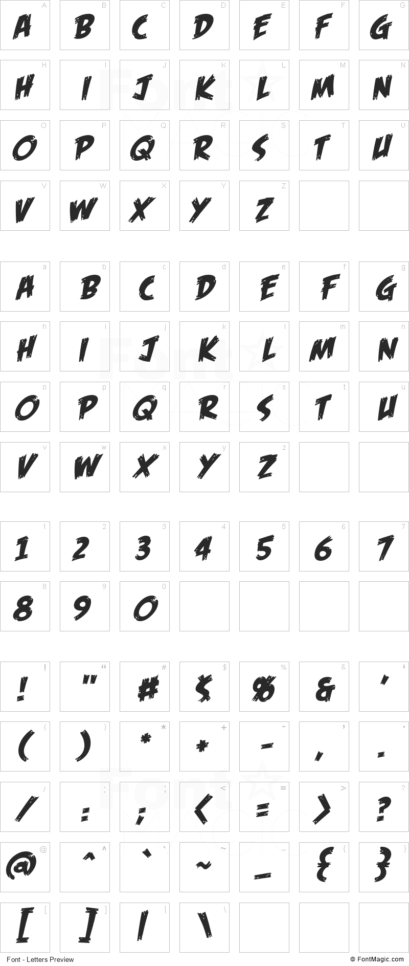 Feast of Flesh BB Font - All Latters Preview Chart